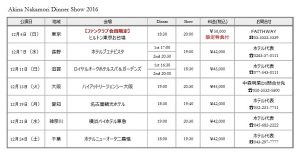 中森明菜ディナーショースケジュール
